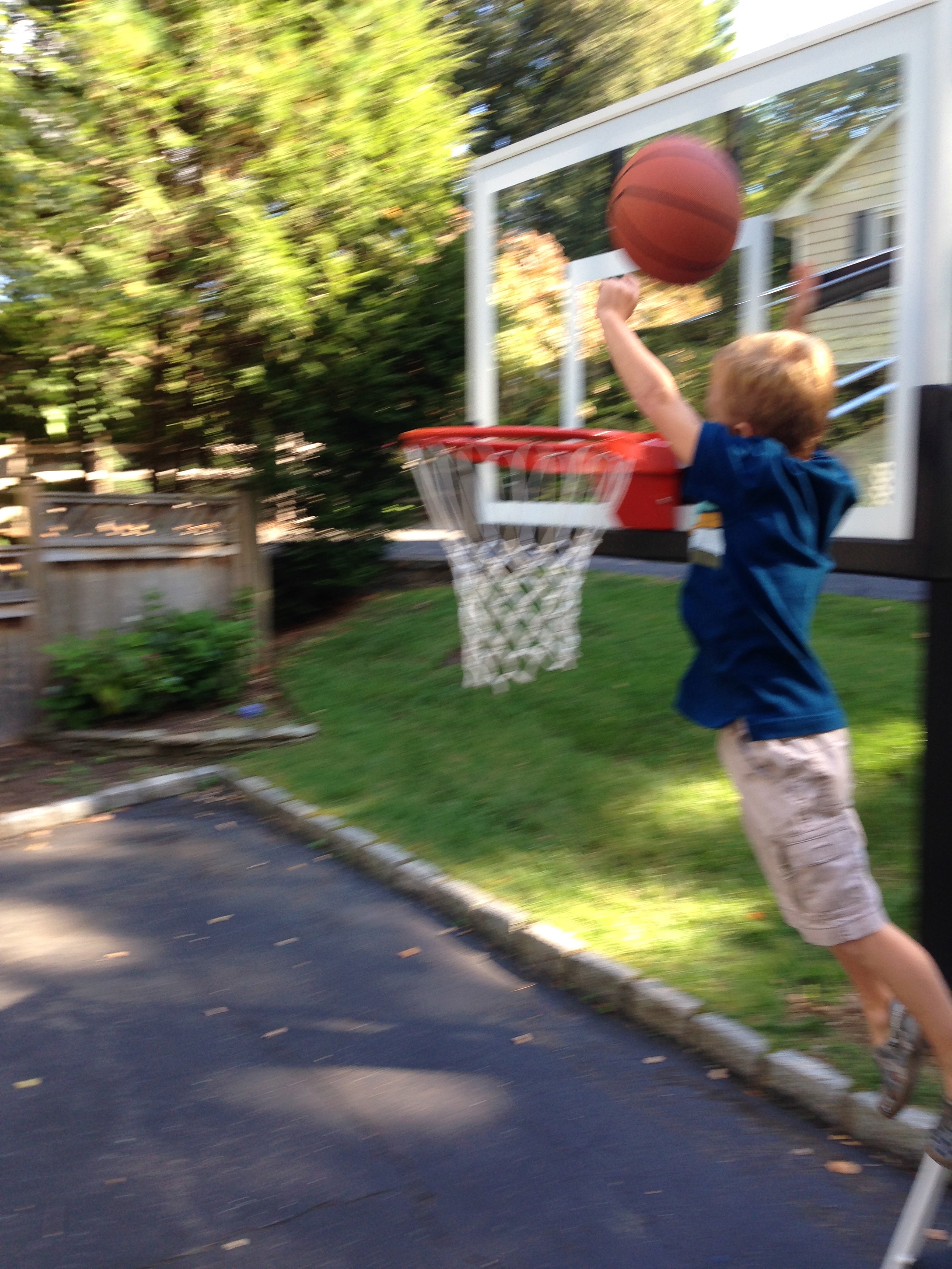 Amy's son is enjoying with his dunks.