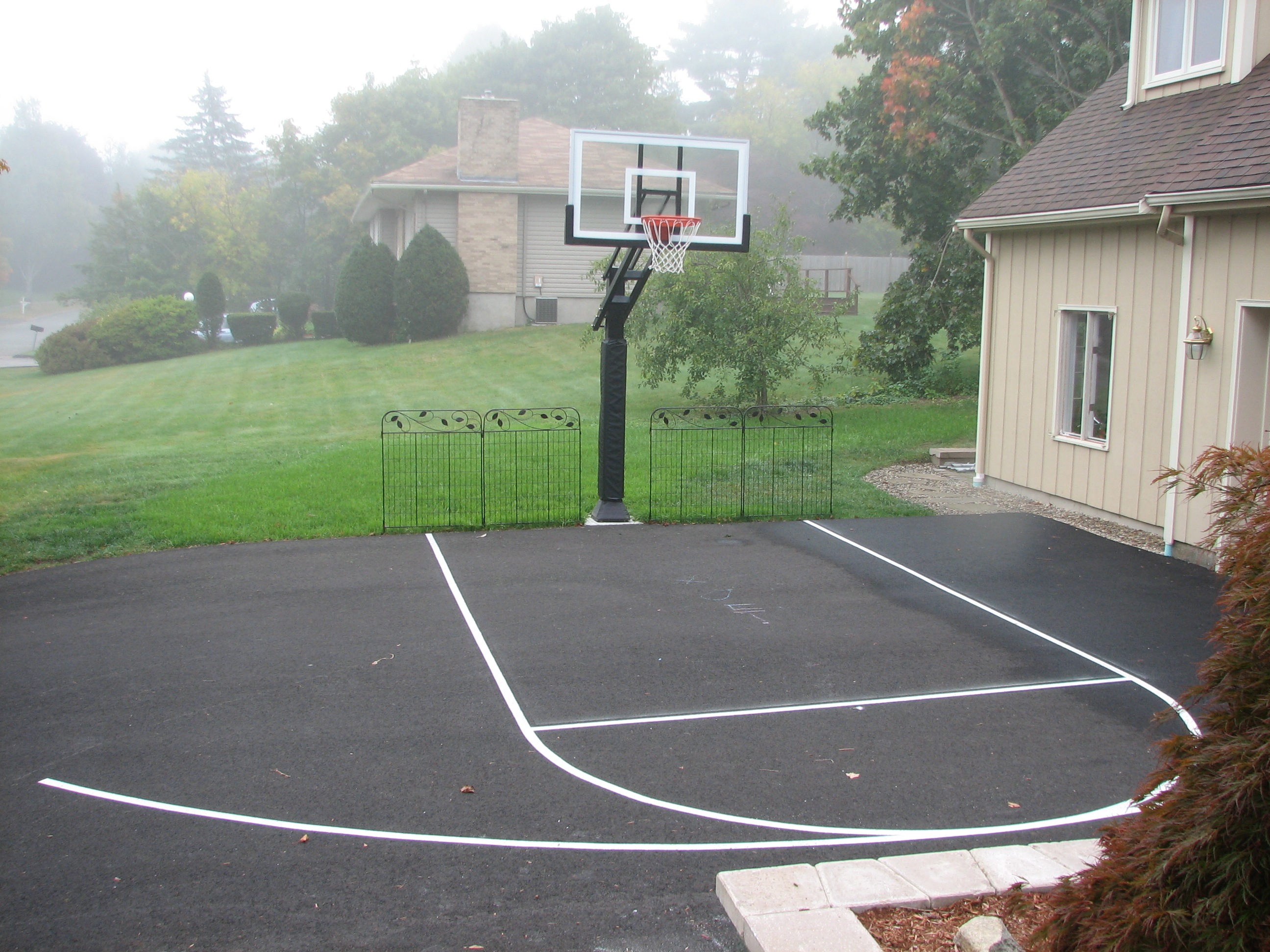 A front view of Pro Dunk Gold Basketball System and its amazing half-court.