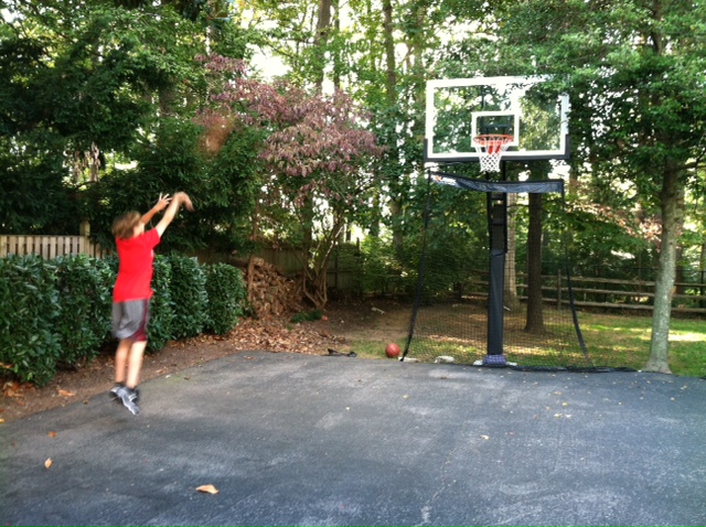 Shots fly towards this Pro Dunk Platinum Basketball system in Bethesda.