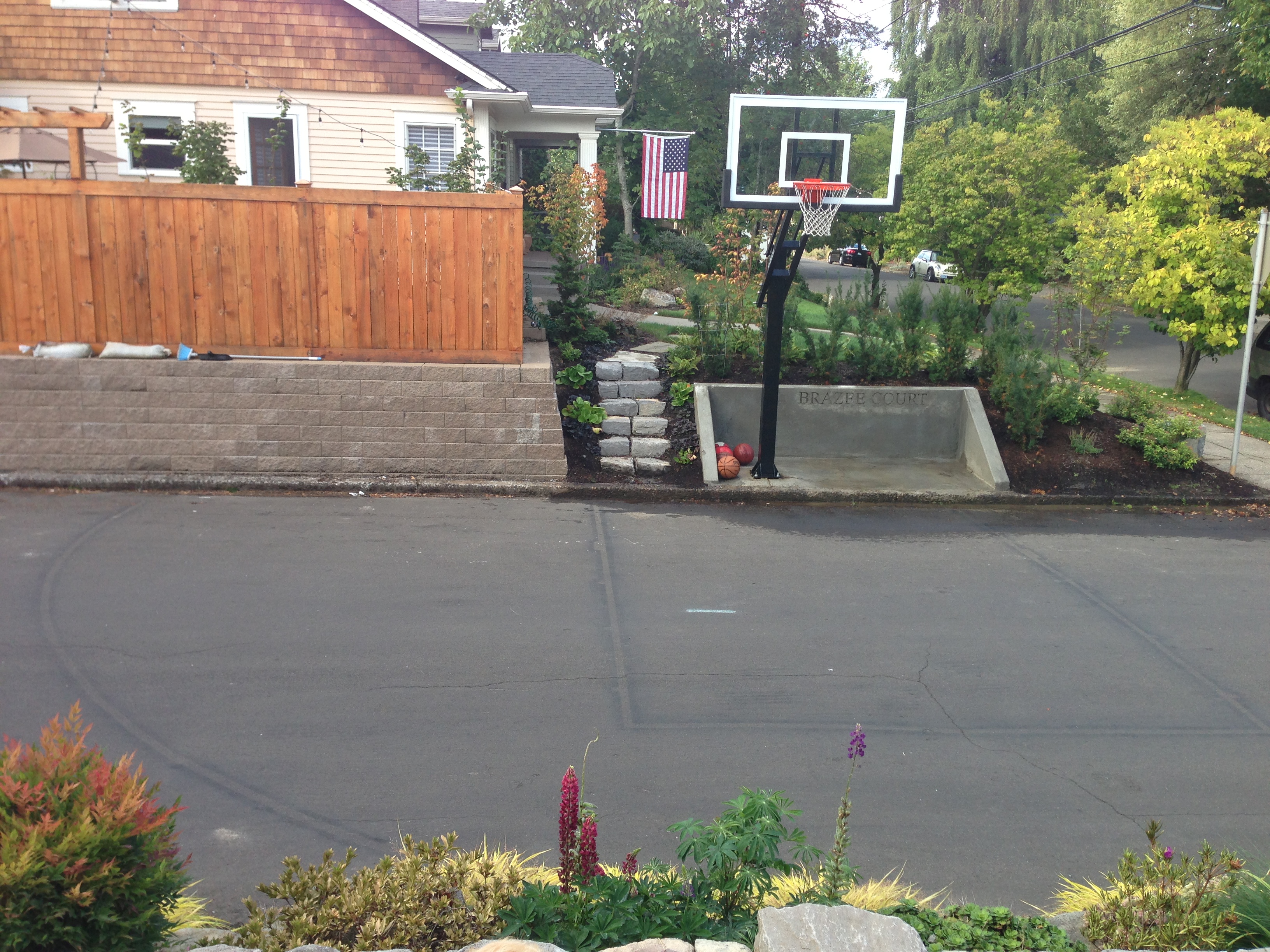 Half court right out the door in the front yard.