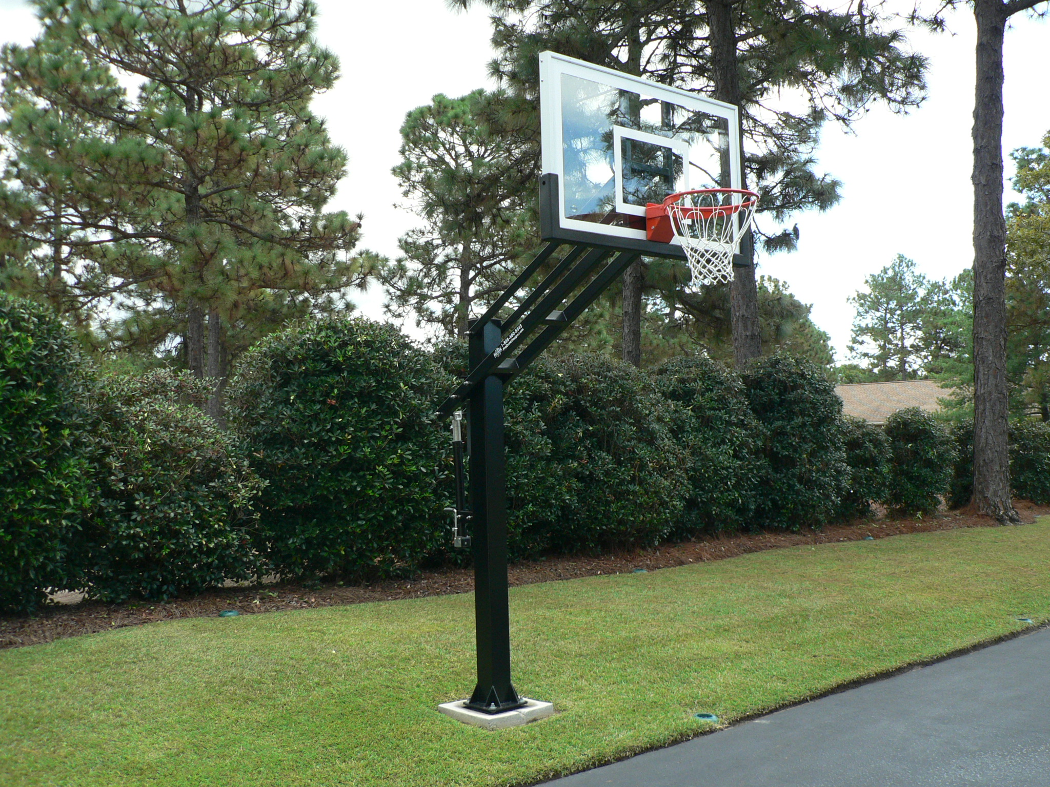 There is an angled side shot of the hoop.